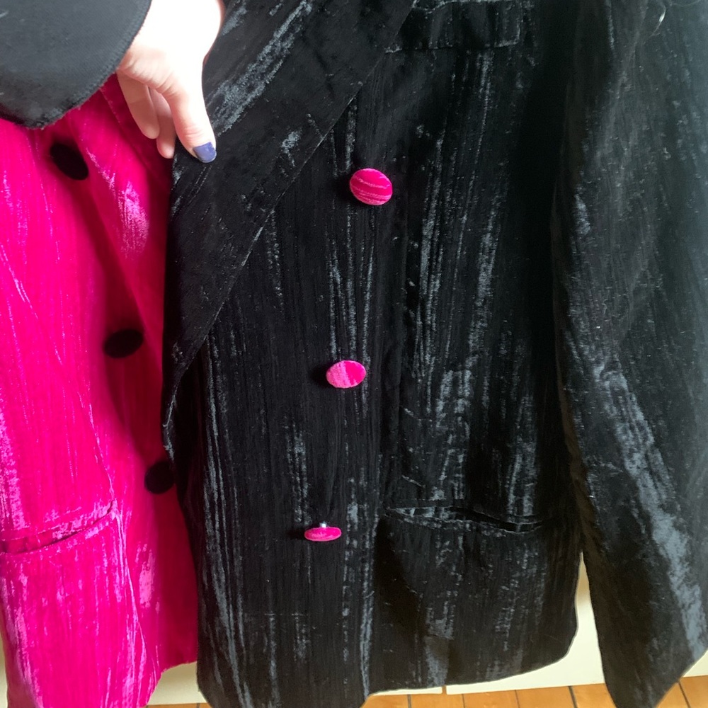 Hot Pink & Black Crushed Velvet Blazer
